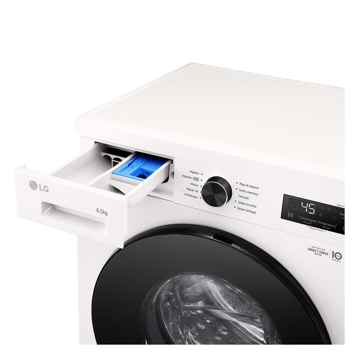 Lavarropas Automático Inverter LG VB-F WO 6.5KG 1200RPM Carga Frontal Blanco